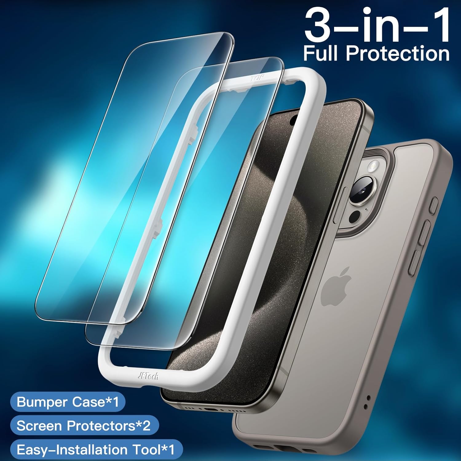iPhone 15 Pro 128GB Titanium + 2x Screenprotectors