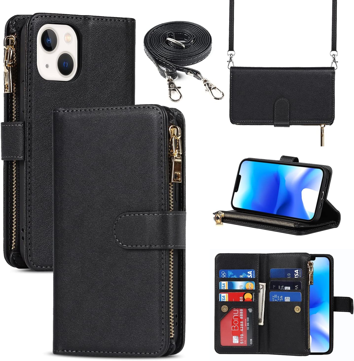 iPhone 12/13/14/15/16  Hoesje + Leren Wallet