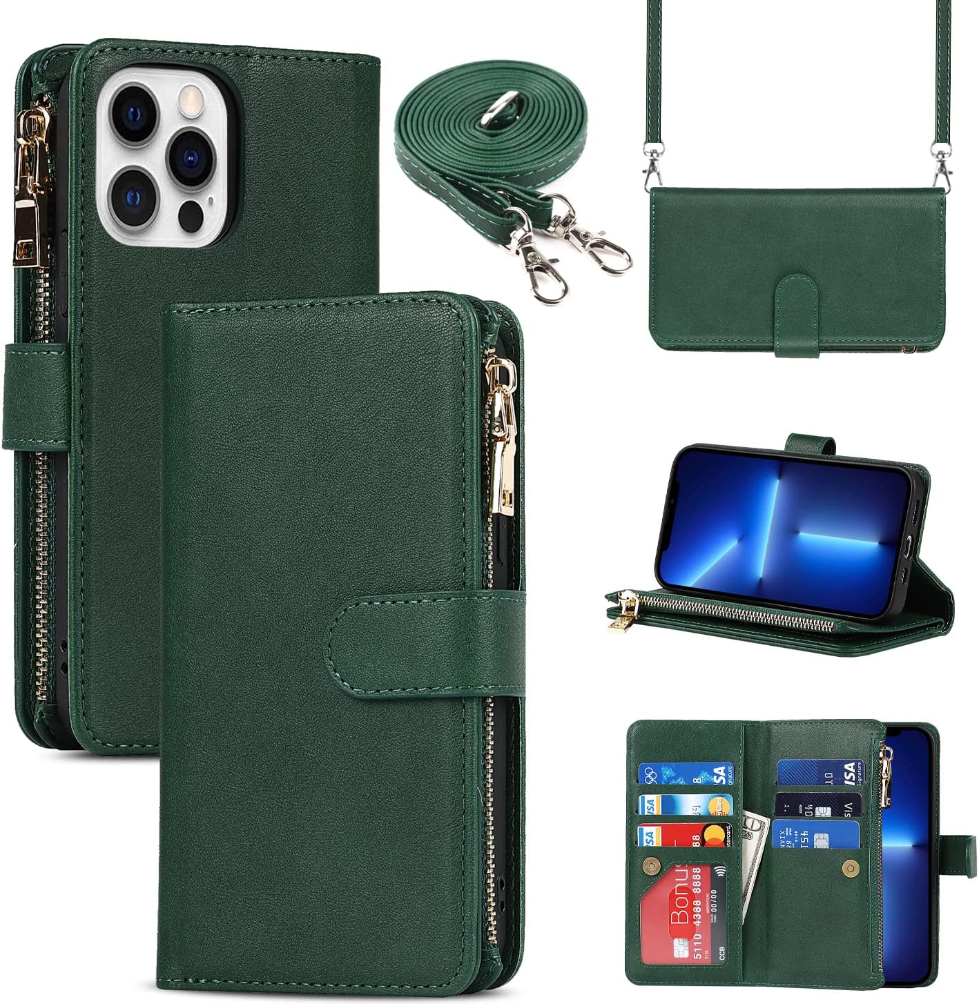 iPhone 12/13/14/15/16  Hoesje + Leren Wallet
