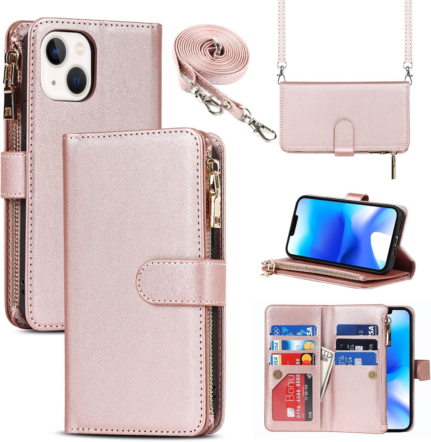 iPhone 12/13/14/15/16  Hoesje + Leren Wallet