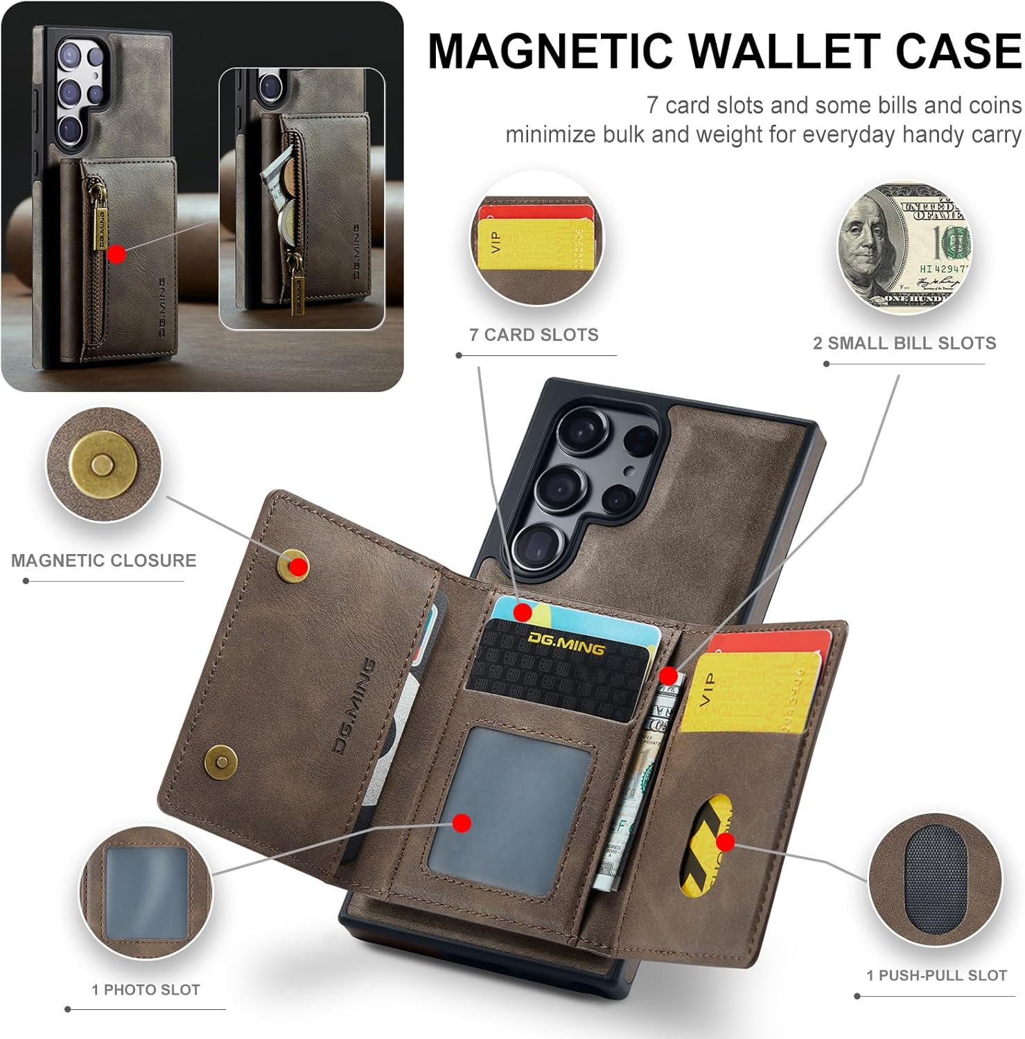 Samsung Galaxy S23 Ultra Hoesje + Leren Wallet